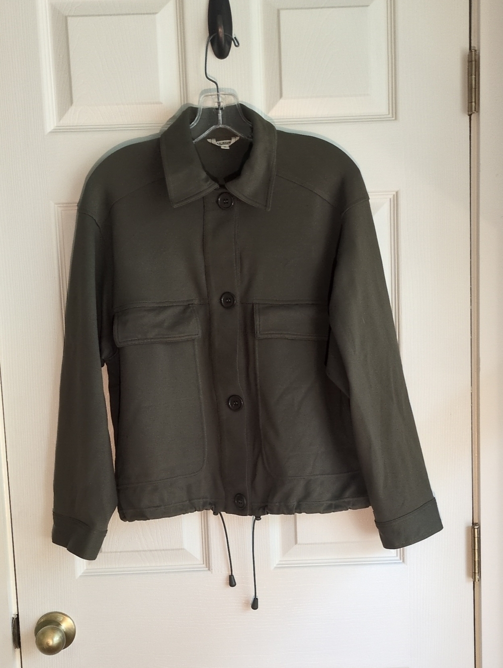 Max Studio Olive Utility Button-Front Jacket Size M